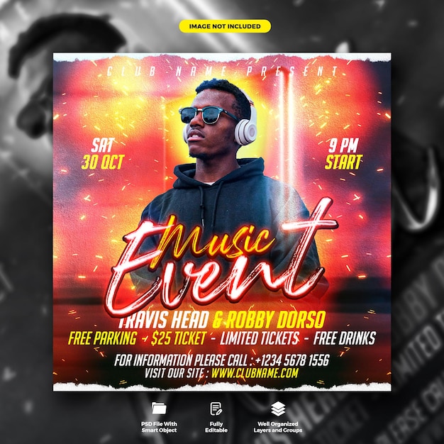 Music event flyer and social media post template