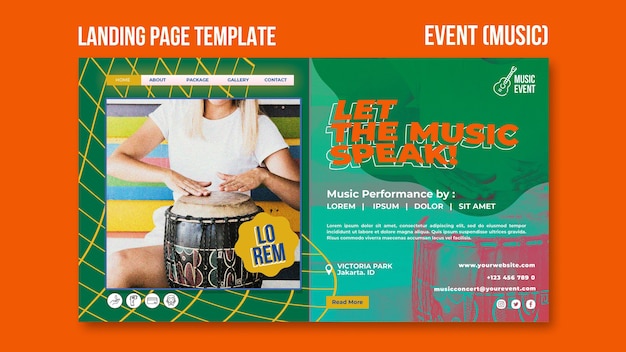 Music event landing page template