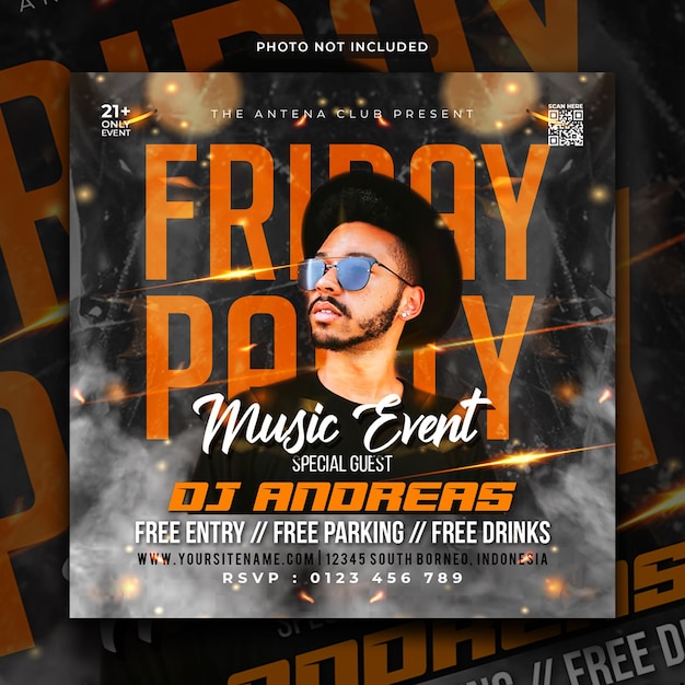 Music event party flyer social media post and web banner