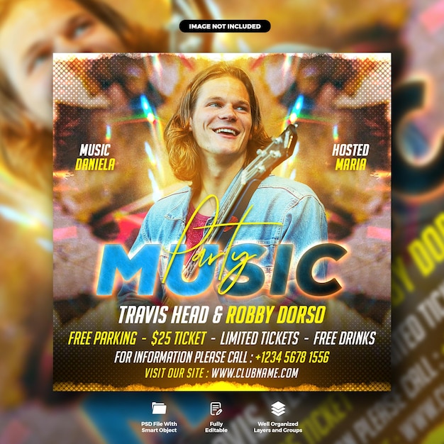 Music event social media banner and instagram poster template