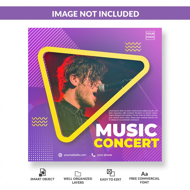 Music event social media post template