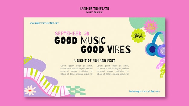 Music fest landing page template in abstract style