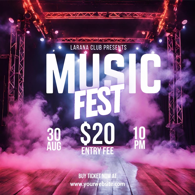 Music Fest Night Party Invitation Flyer Poster Design Instagram Post