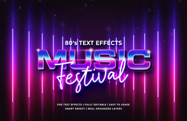 Music Festival 80's retro text effect