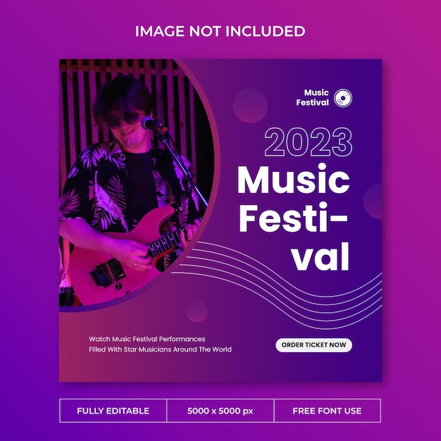 Music festival instagram post social media template