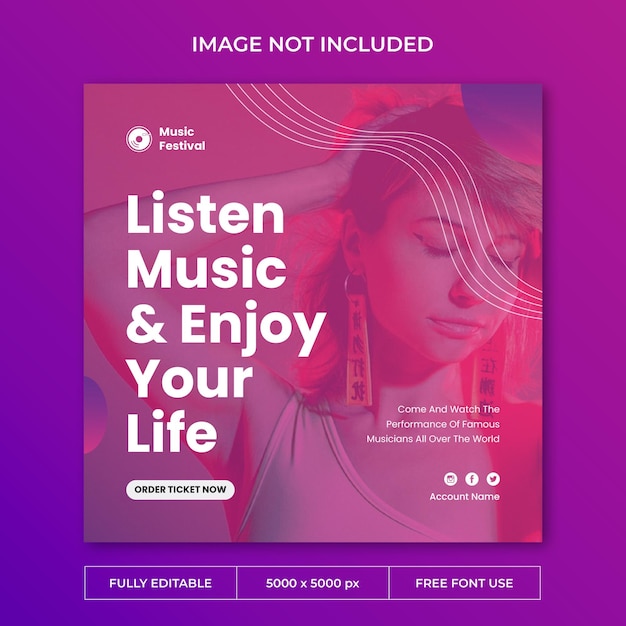 Music festival instagram post social media template