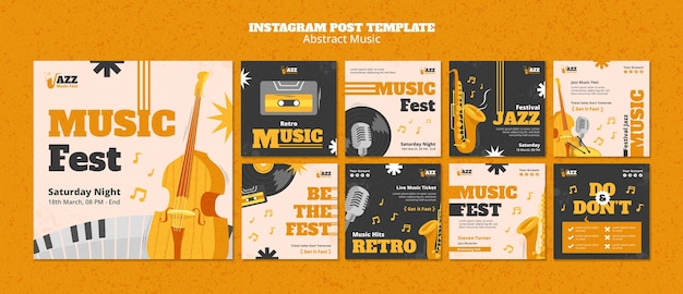 Music festival  instagram posts template