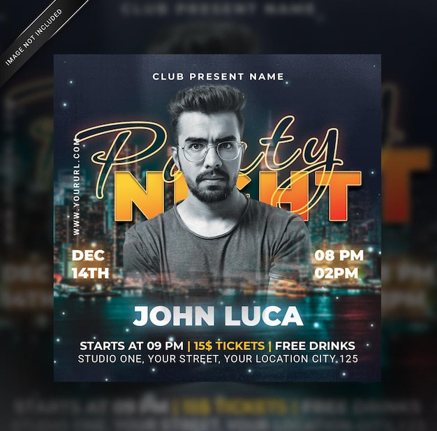 Music Festival Night Party flyer social media banner