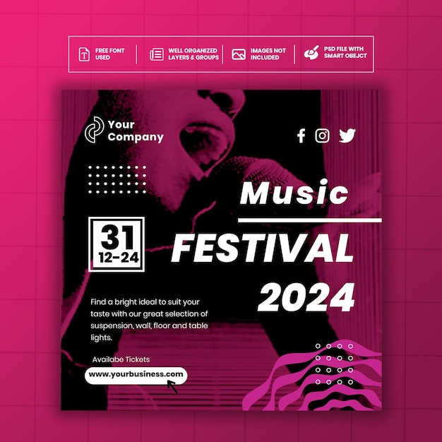 Music Festival Poster Social Media Template