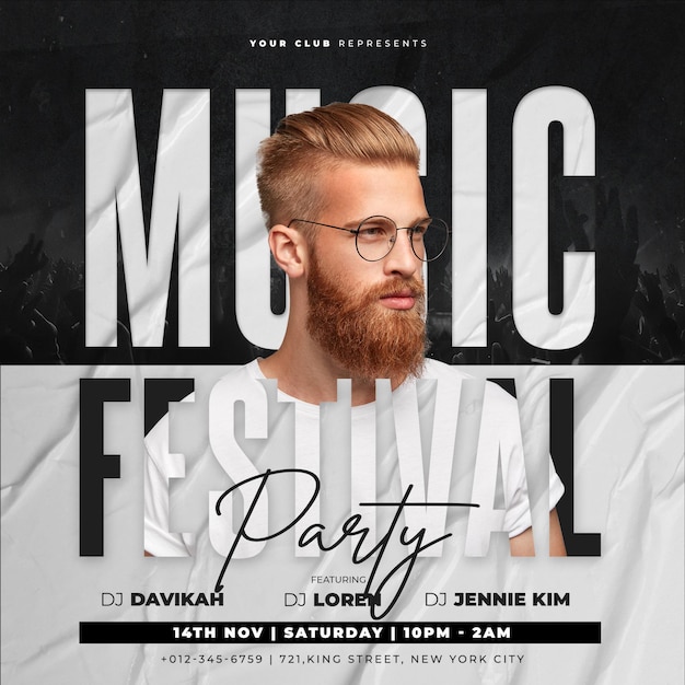 Music Festival With Text Effect Social Media Post Template