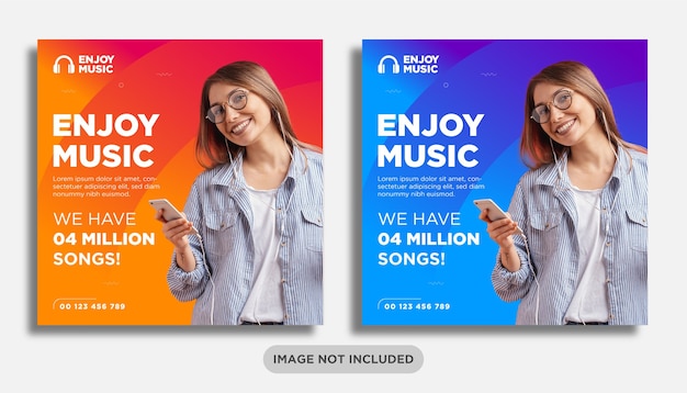 Music or headphone social media post banner template