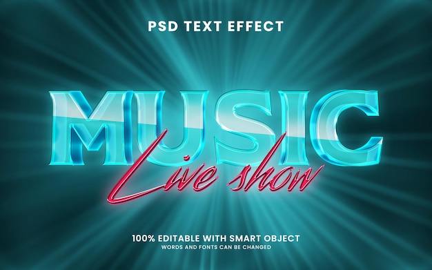 PSD music live show 3d text effect mockup template