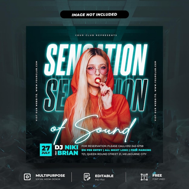 Music Night Club Live Social Media Post Template