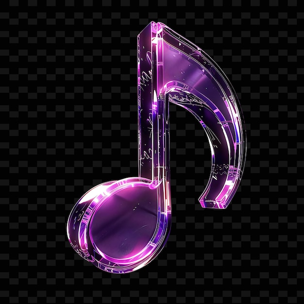 PSD music note 3d icon with intricate details made with frosted png trendy neon color shape