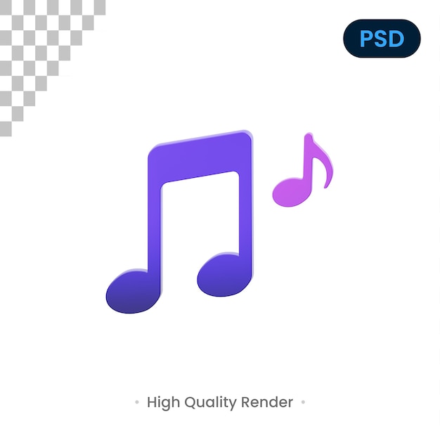 Music Notes 3D Icon Premium Psd