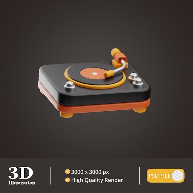 Music object turntable illustration 3d