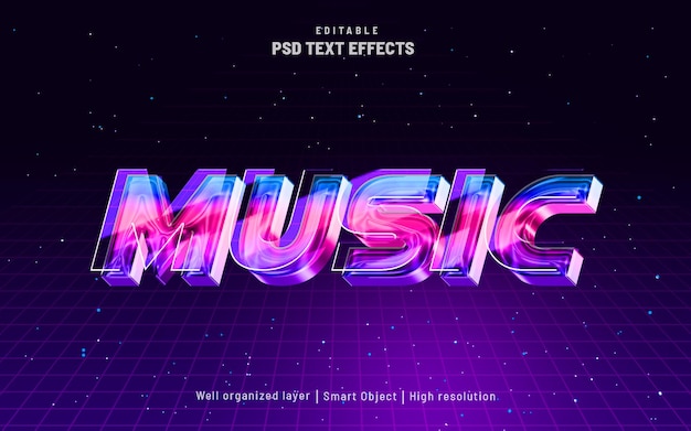 Music party editable text effect glow glass style