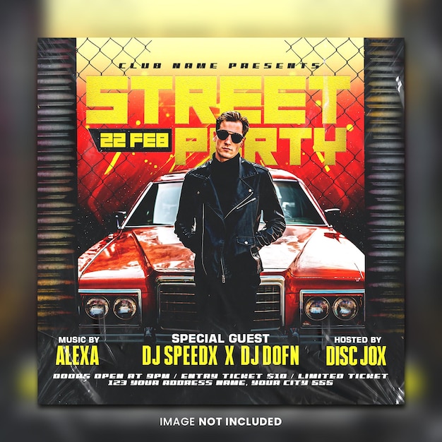 Music party flyer social media template