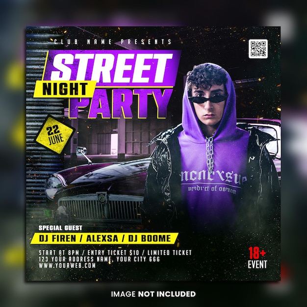 Music party flyer social media template