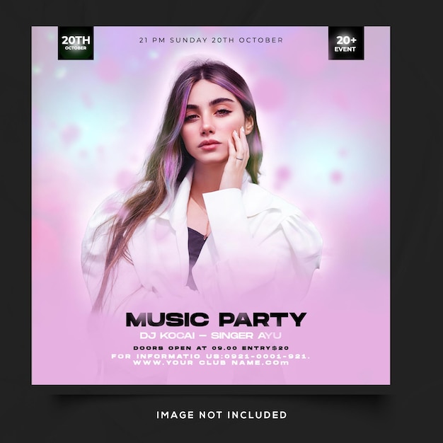 Music party Social media post instagram Free Psd