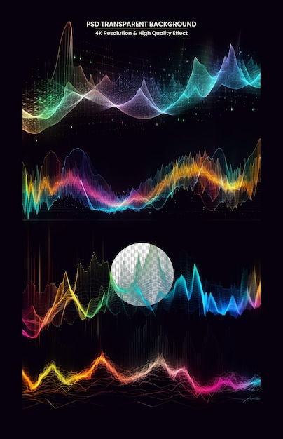 PSD music sound waves audio equalizer technology pulse musical transparent background