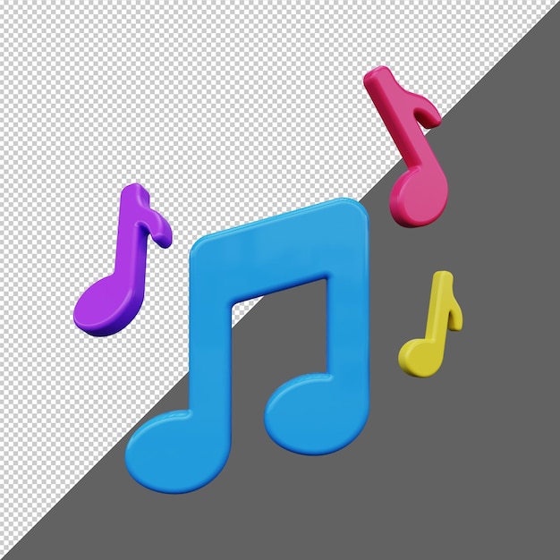 Musical notes icon 3D rendering Premium PSD