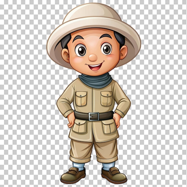 Muslim boy in safari outfit cartoon character