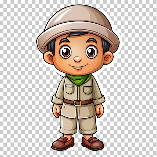 Muslim boy in safari outfit cartoon character