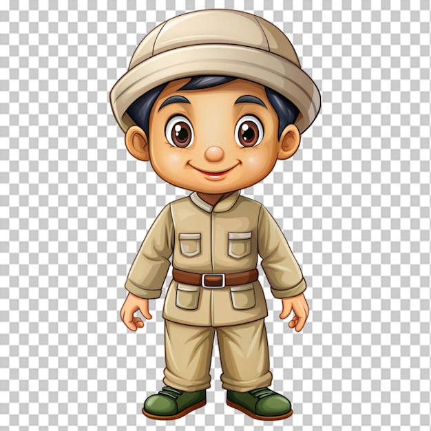 Muslim boy in safari outfit cartoon character