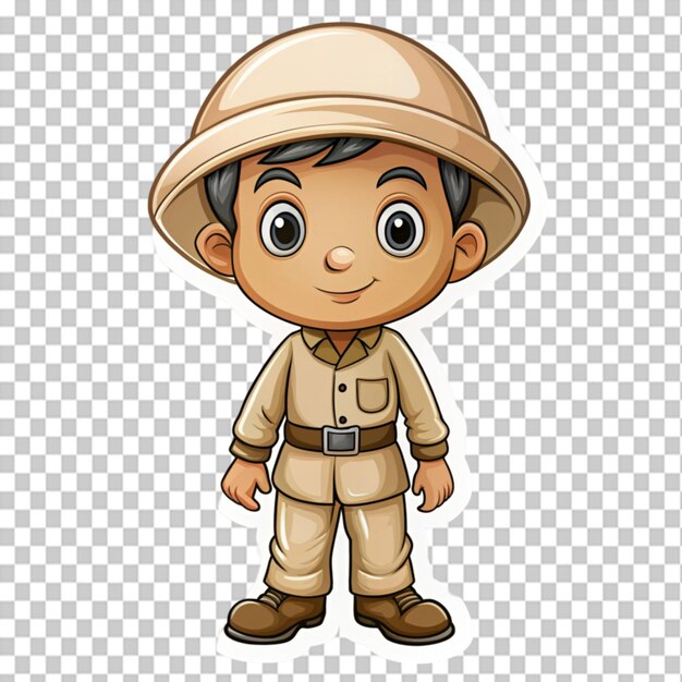 Muslim boy in safari outfit cartoon character