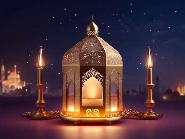 Muslim eid mubarak wishes greeting with arabic decoration background