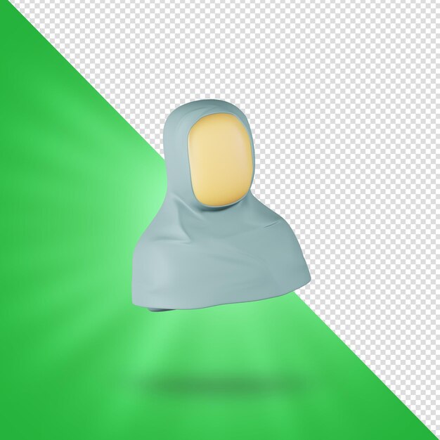 Muslim girl icon in cartoon style 3d rendering