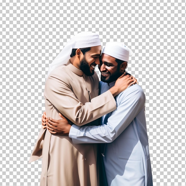 Muslim men hugging each other