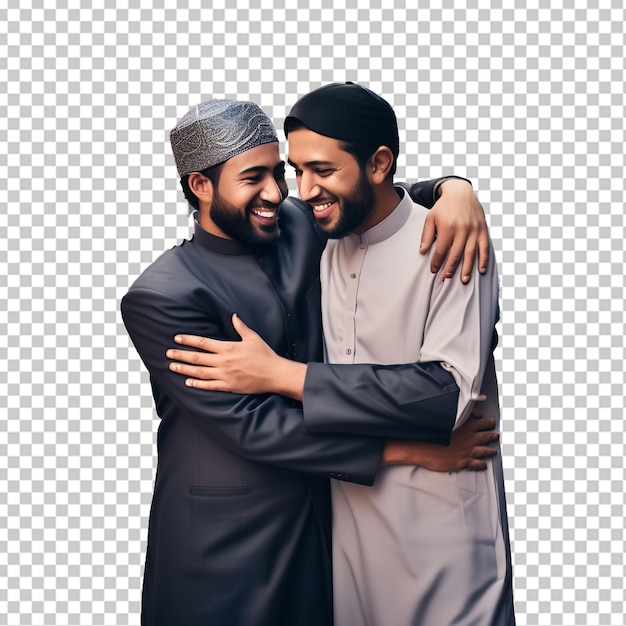 Muslim men hugging each other