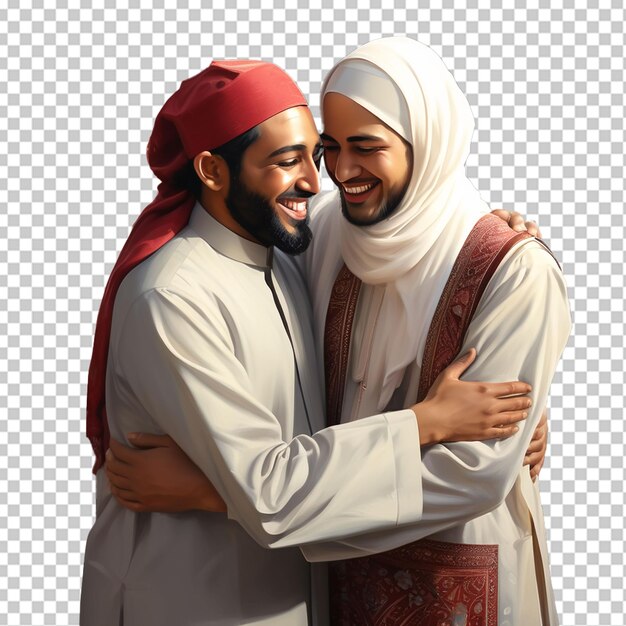 Muslim men hugging each other