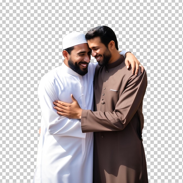 Muslim men hugging each other