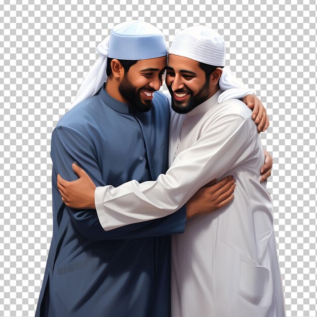 Muslim men hugging each other