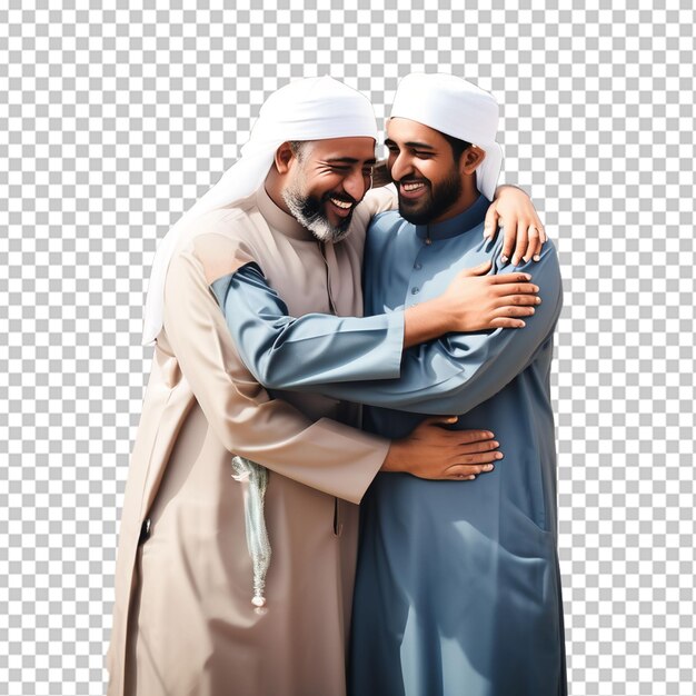 Muslim men hugging each other