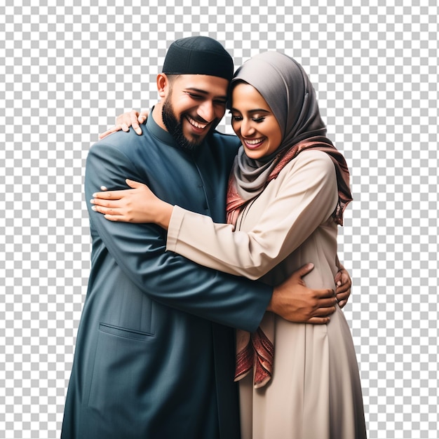 Muslim men hugging each other