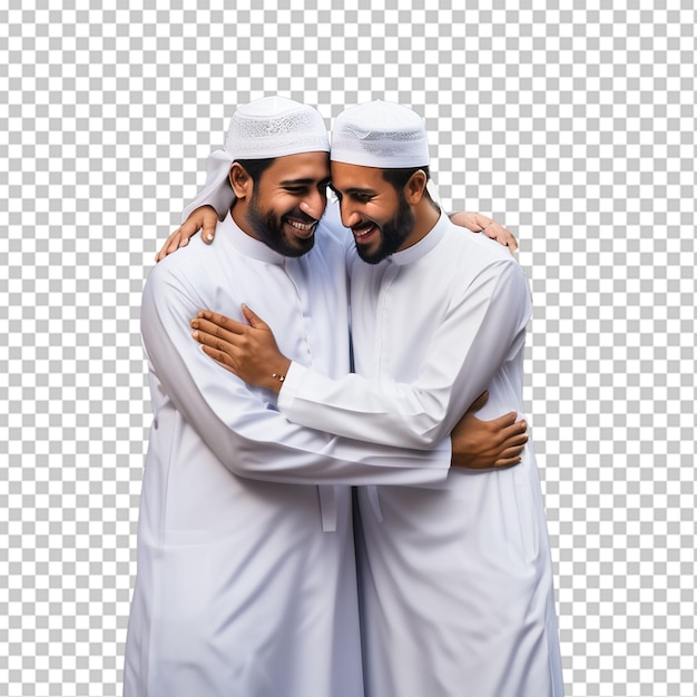 Muslim men hugging each other