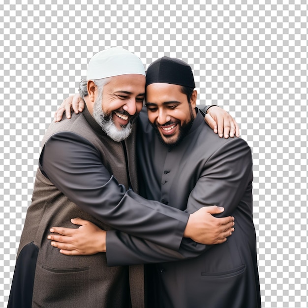 Muslim men hugging each other