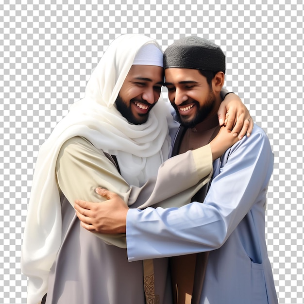 Muslim men hugging each other