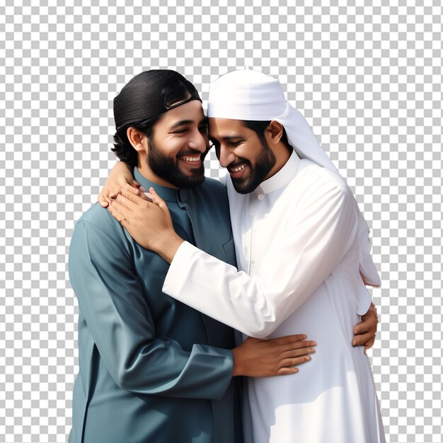 Muslim men hugging each other