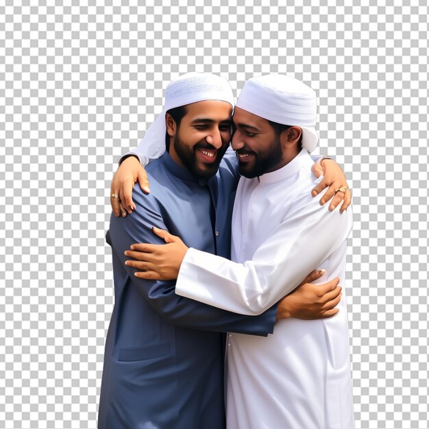 Muslim men hugging each other