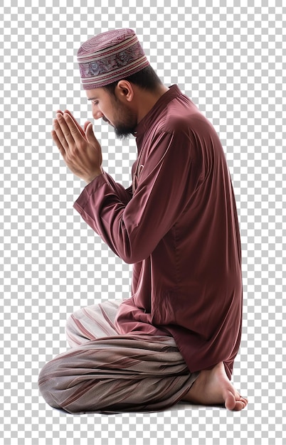 PSD muslim praying isolated on transparent background