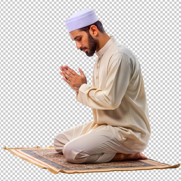 PSD muslim salah prayer isolated on transparent background