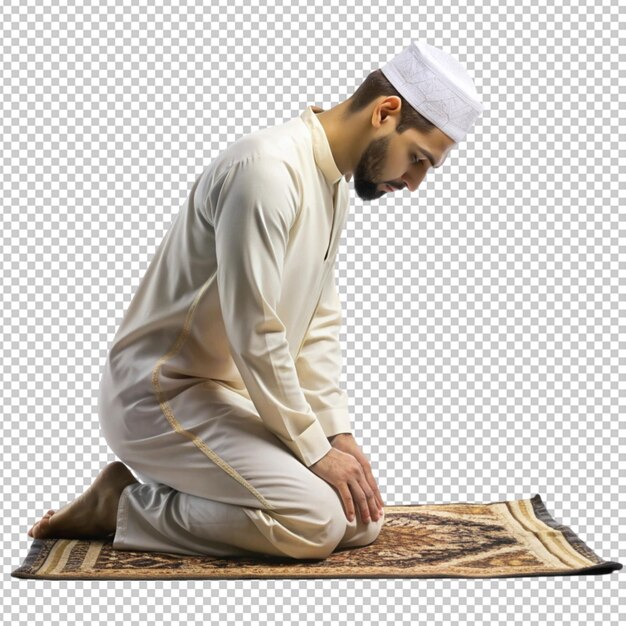 Muslim salah prayer isolated on transparent background