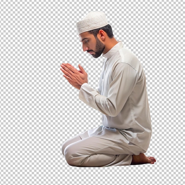 Muslim salah prayer isolated on transparent background