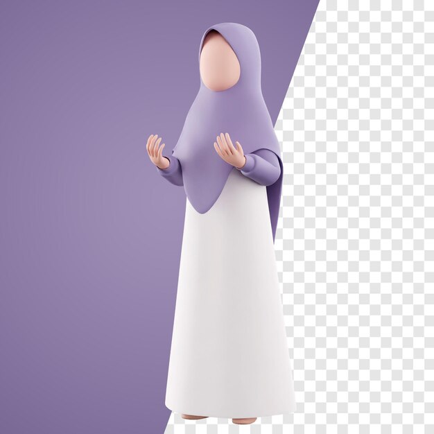 PSD muslim women pray 3d render illustration