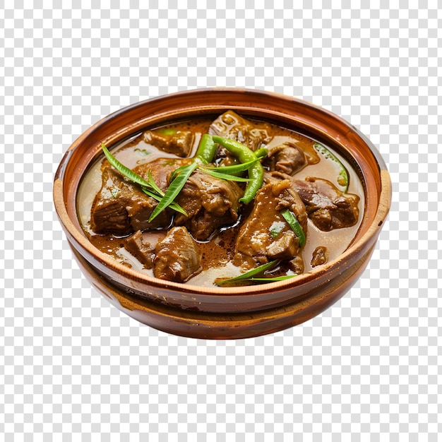 Mutton curry in a bowl on a transparent background